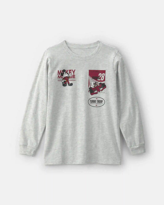 Boys Disney© Mickey Mouse Racing Long-Sleeve Graphic Tee - Grey