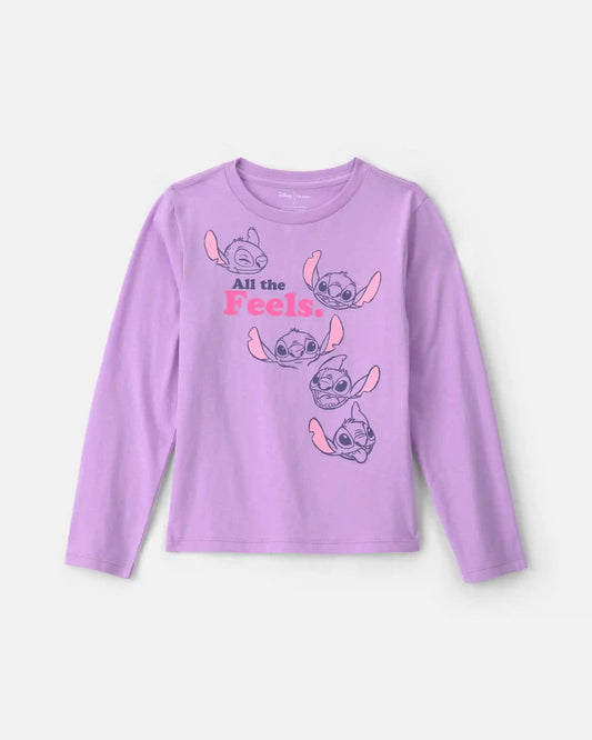 Girls ©Disney Stitch Long-Sleeve Graphic Tee - Purple