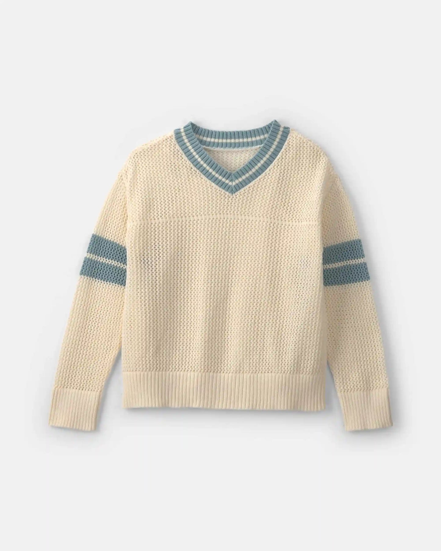 Girls 2-Piece Varsity Sweater - Cream/Blue