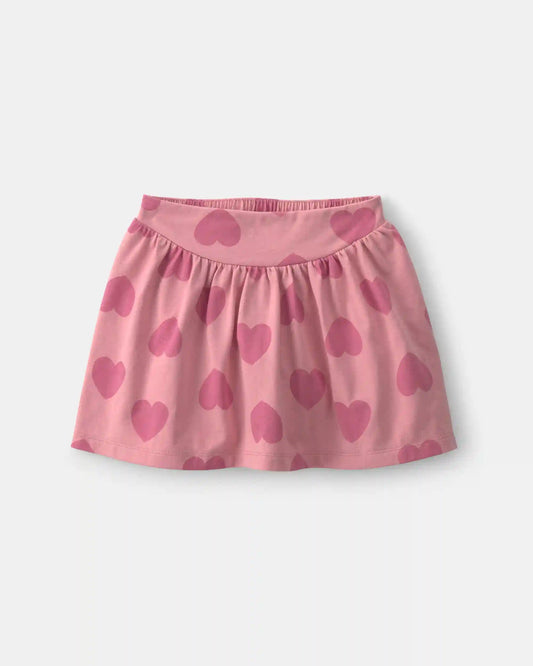 Girls Heart Cotton Skort - Pink