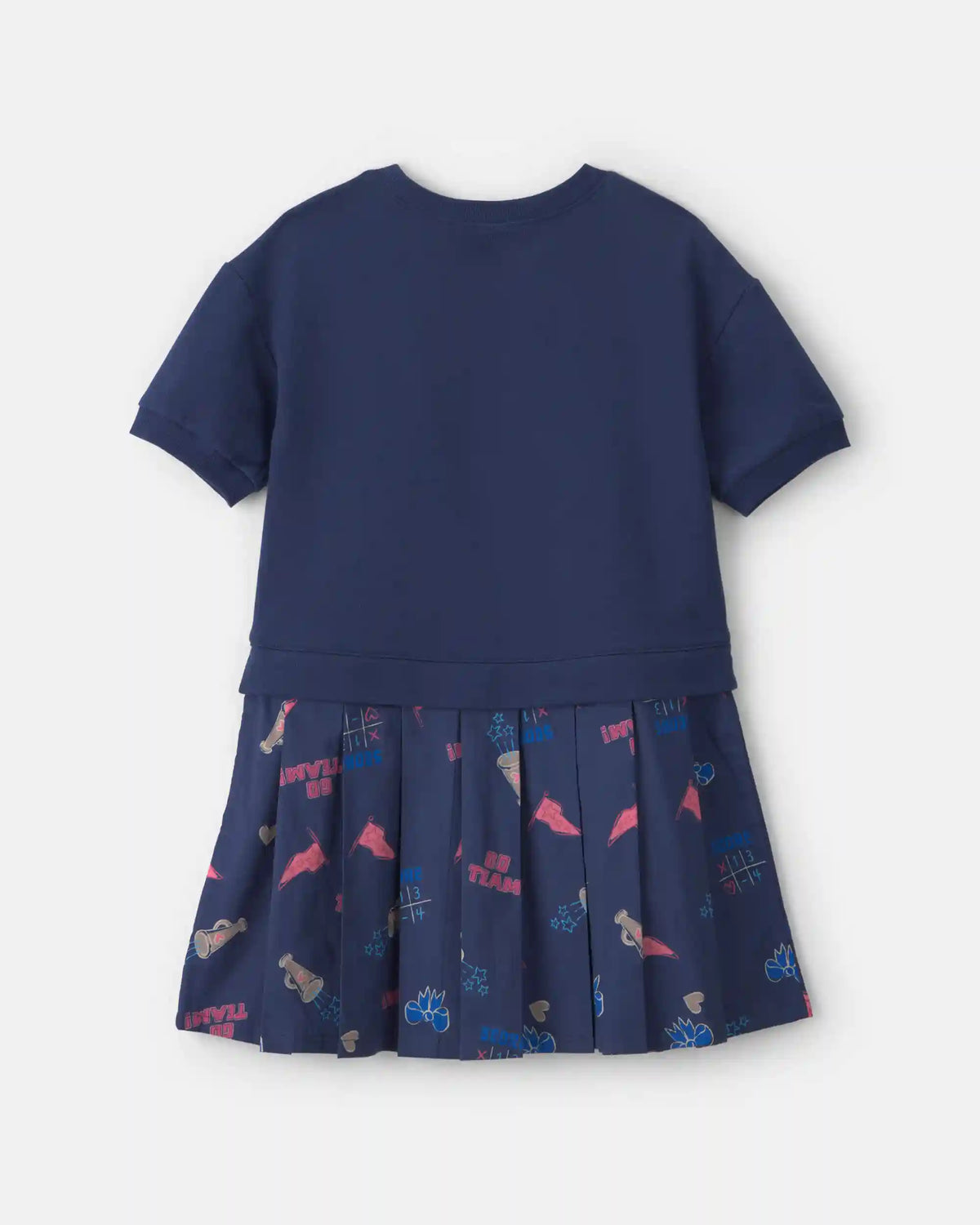 Girls School Spirit French Terry Layering Dress - Navy Blue
