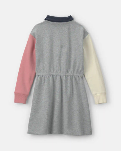Girls Varsity Color Block French Terry Dress - Grey/Pink/Navy