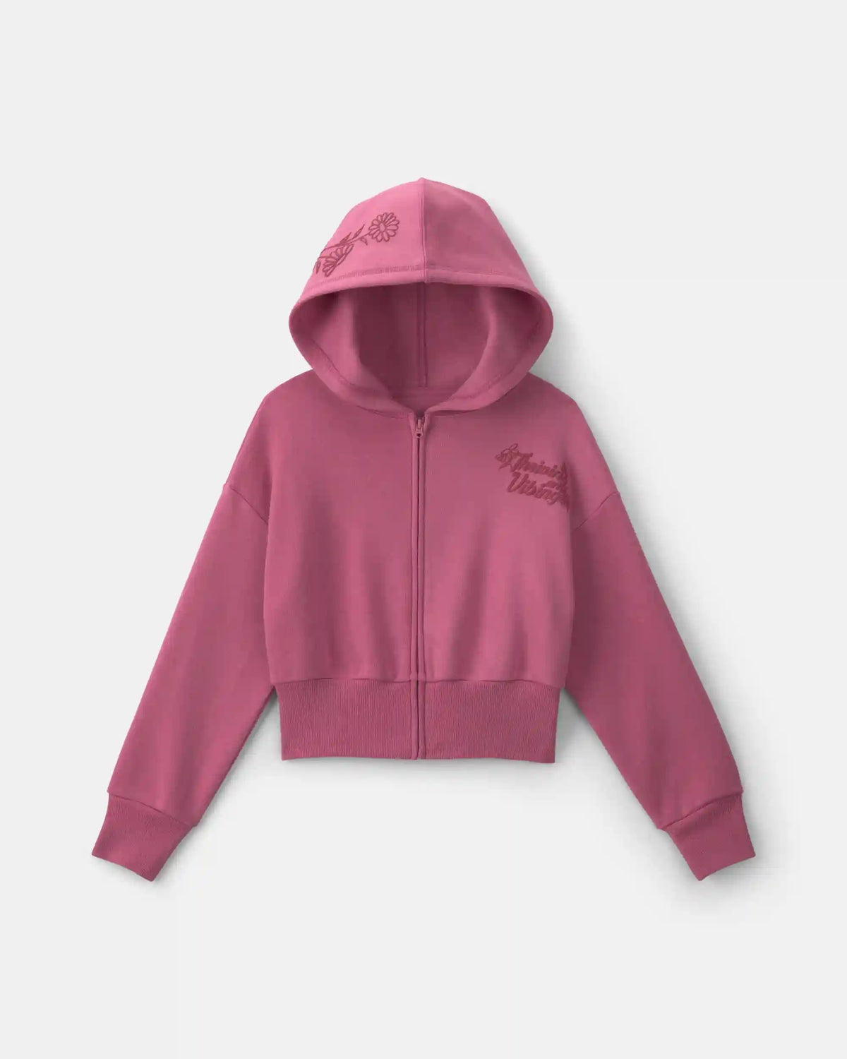 Girls 'Thriving' Fleece Zip-Up Hoodie - Pink