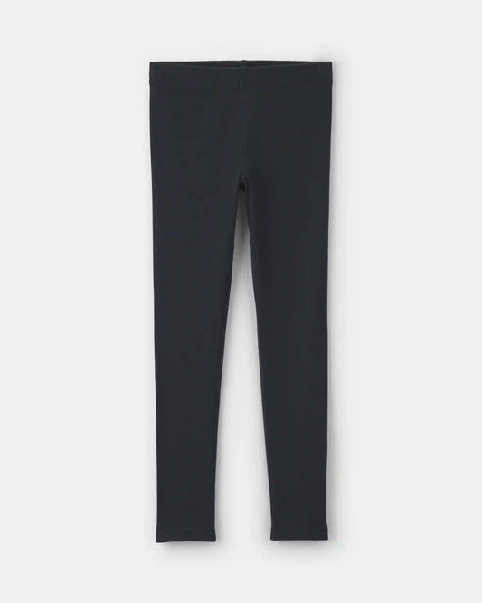 Girls Pull-On Stretch Rib Leggings - Black