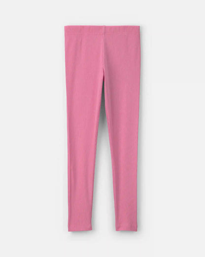 Girls Pull-On Stretch Rib Leggings - Pink