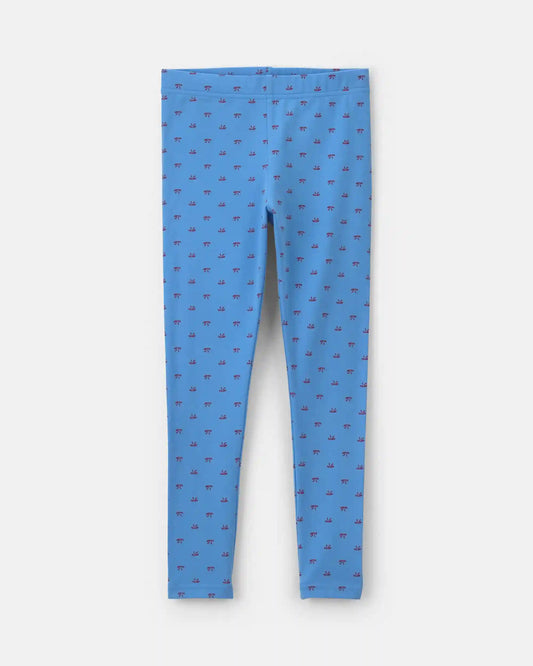 Girls Bow Pull-On Stretch Leggings - Blue