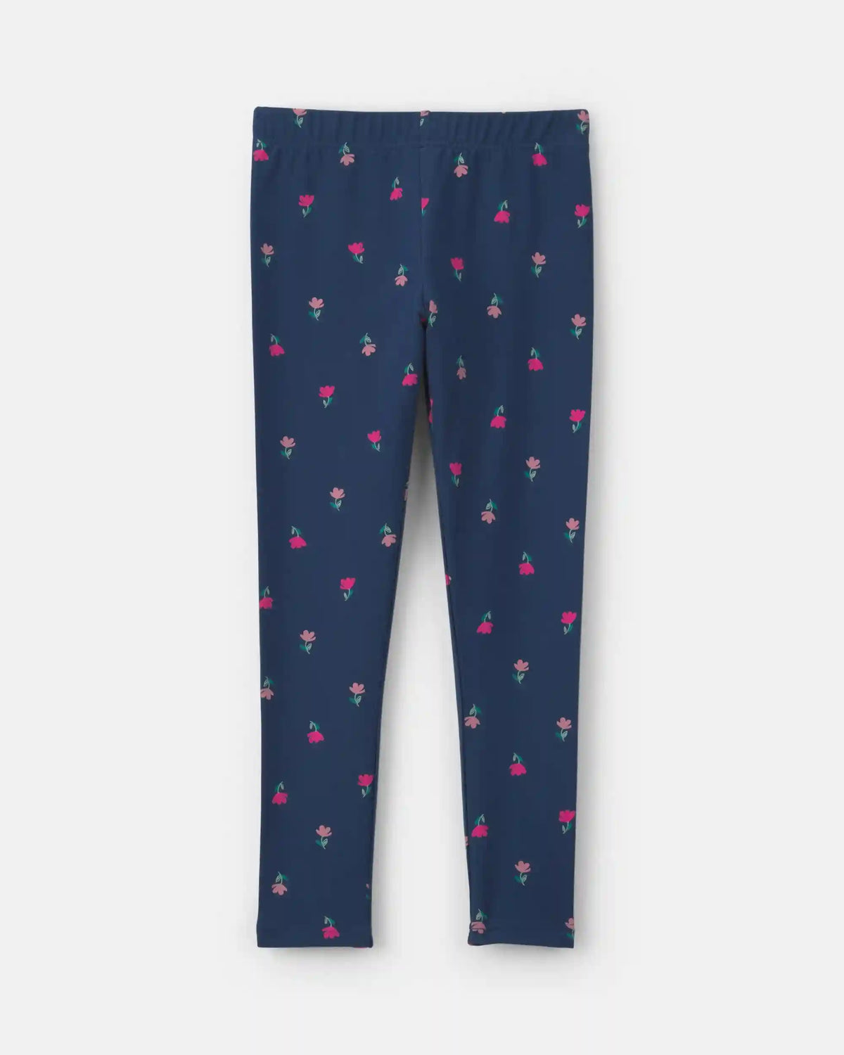 Girls Floral Pull-On Stretch Leggings - Navy Blue