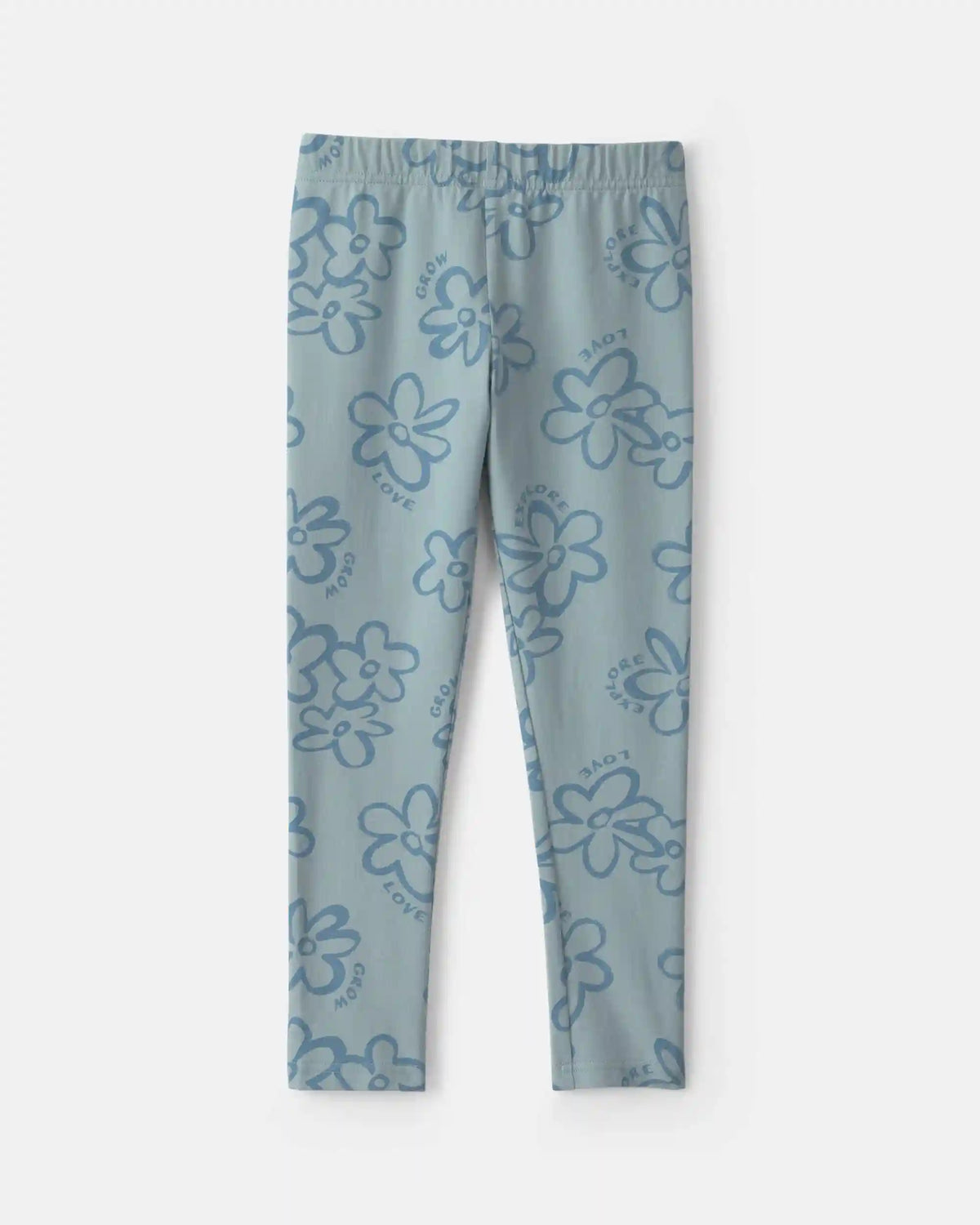 Girls Floral Pull-On Stretch Leggings - Blue