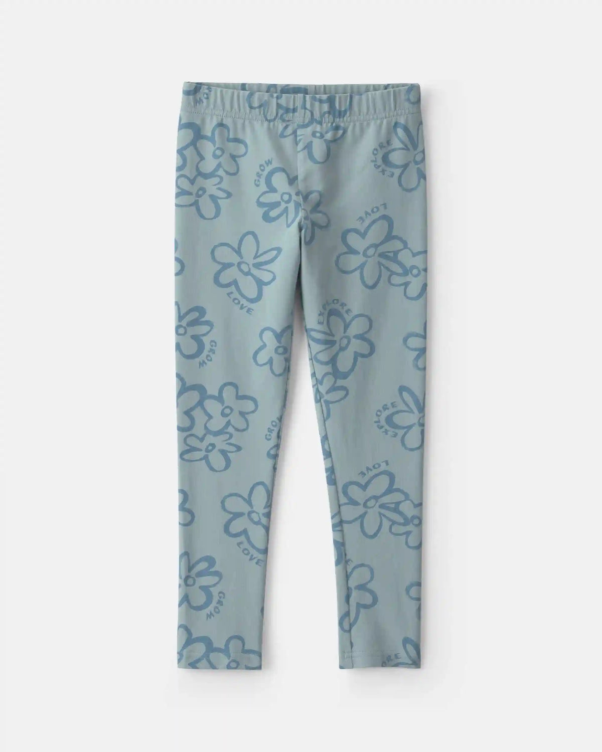 Girls Floral Pull-On Stretch Leggings - Blue