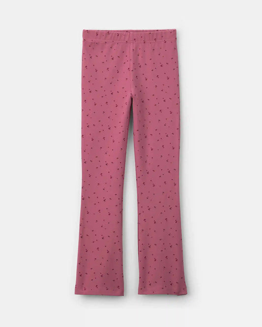 Girls Heart Cotton Pull-On Stretch Flare Leggings - Pink