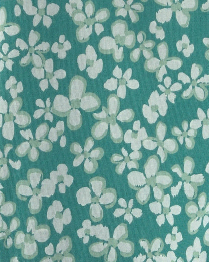 Girls Floral Cotton Pull-On Stretch Flare Leggings - Green