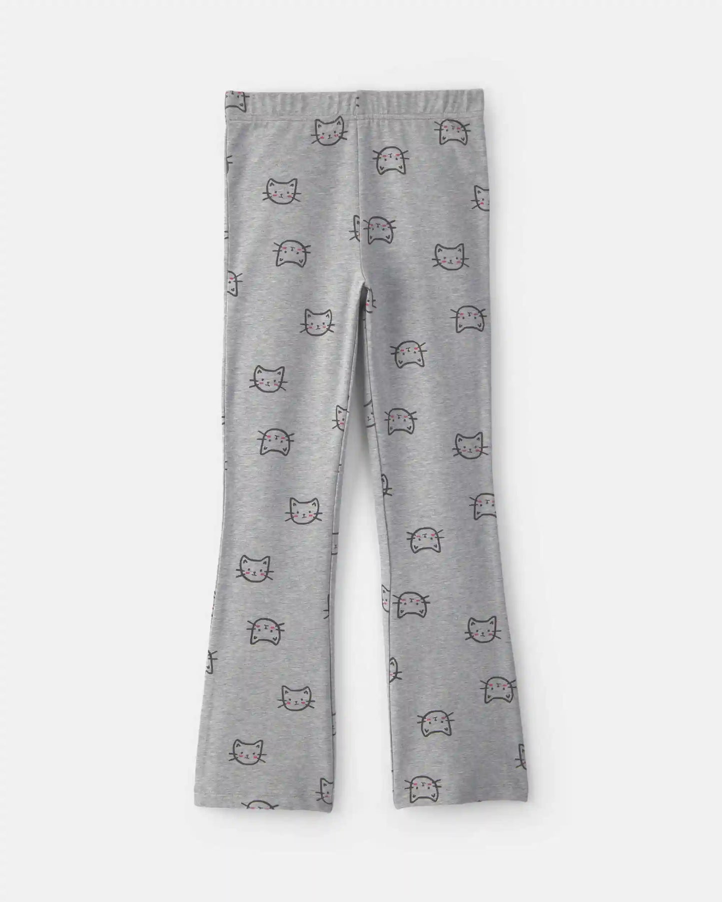 Girls Cat Cotton Pull-On Stretch Leggings - Grey