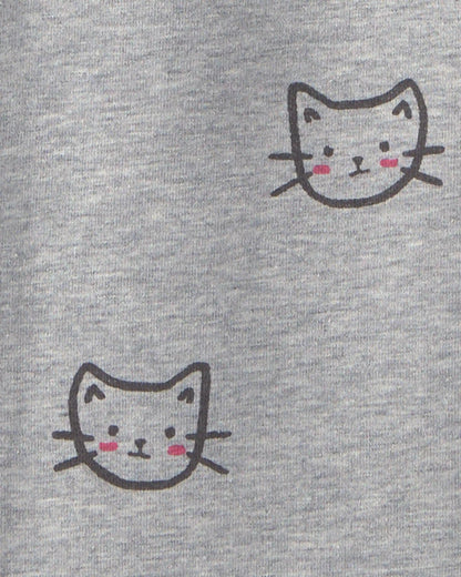 Girls Cat Cotton Pull-On Stretch Leggings - Grey
