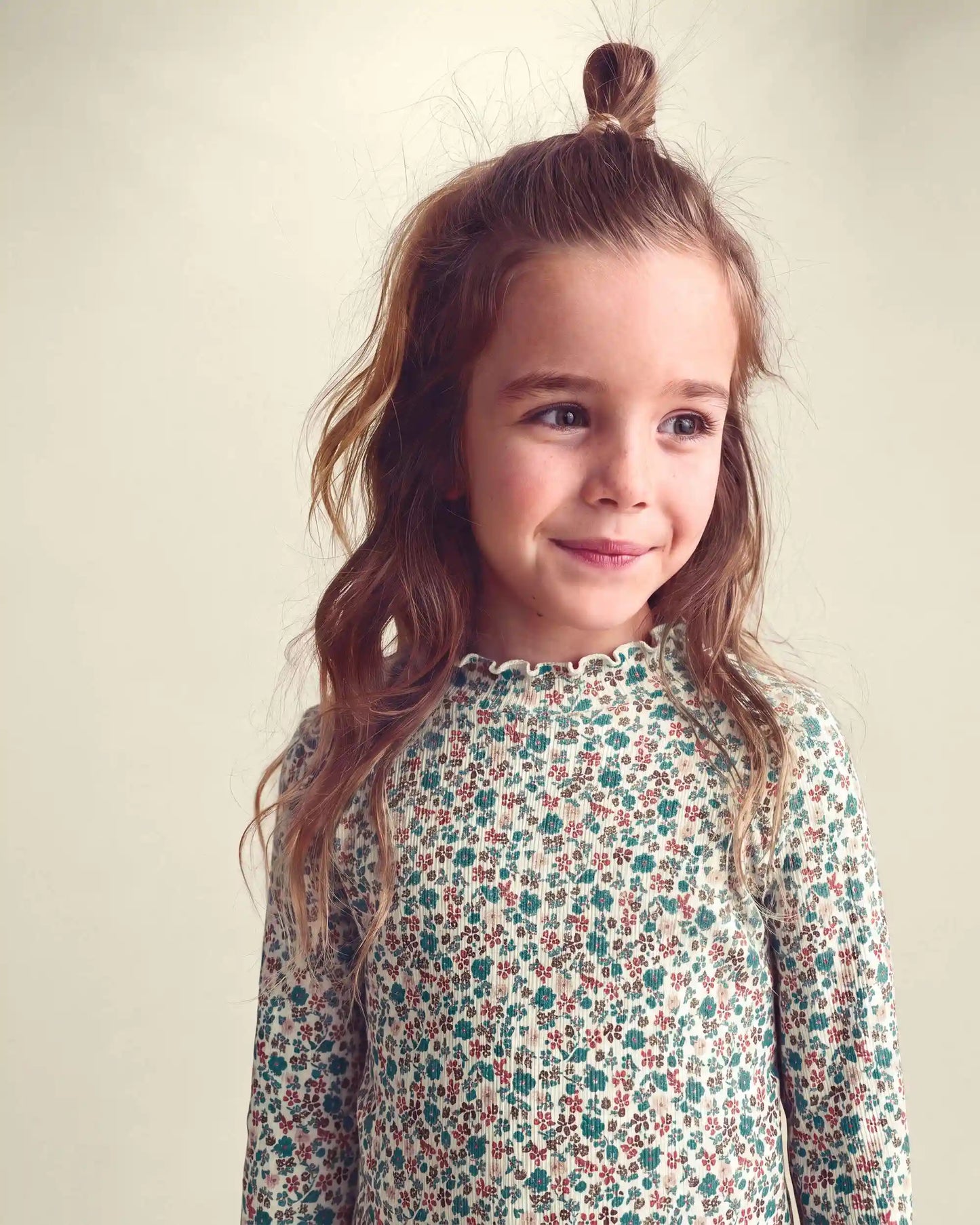Girls Floral Long-Sleeve Mockneck Top