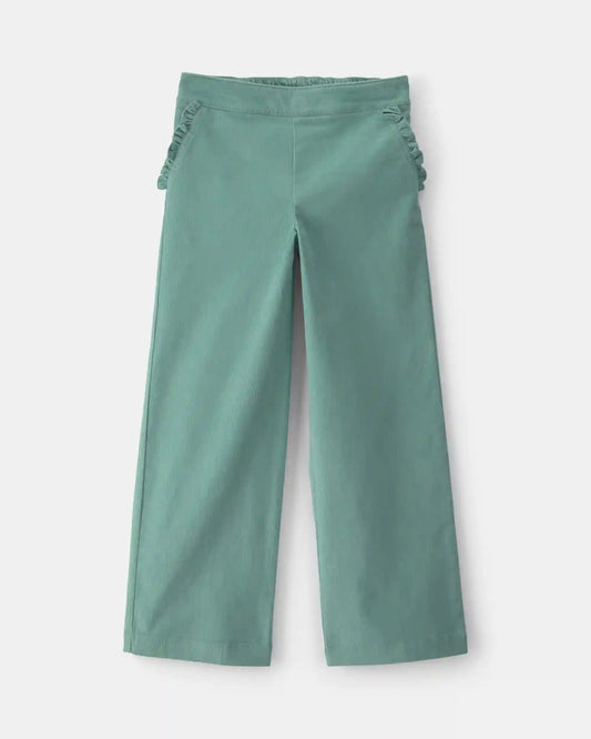 Girls Corduroy Wide-Leg Pants - Green