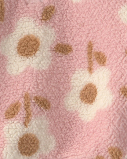 Girls 2-Piece Floral Teddy Fleece Layering Set - Pink