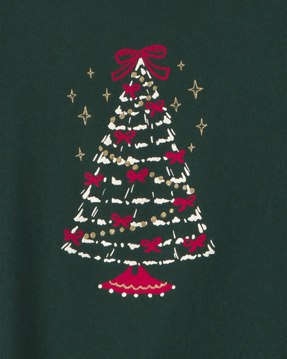 Girls Christmas Tree Long-Sleeve Graphic Tee - Green