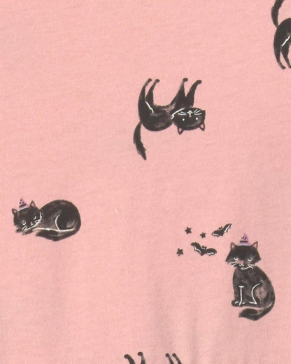 Girls Halloween Cat Long-Sleeve Dress - Pink