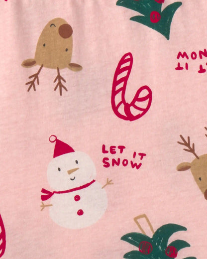 Girls Christmas Long-Sleeve Dress - Pink