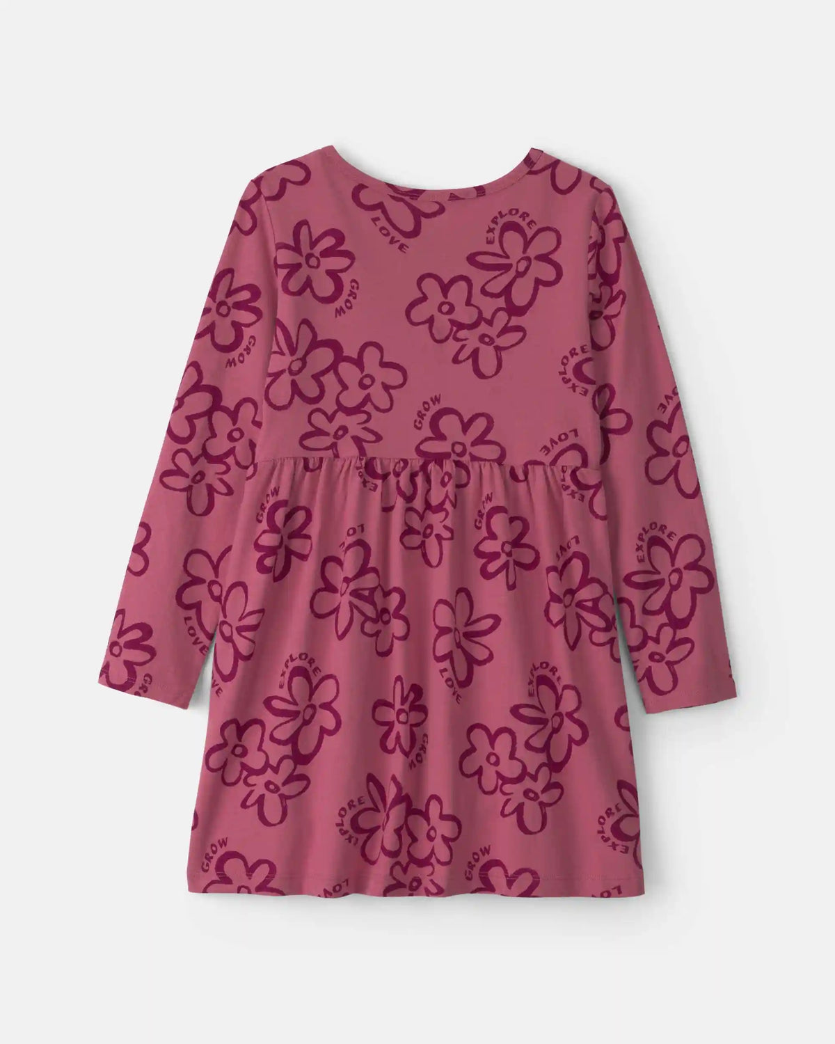 Girls Floral Long-Sleeve Dress - Pink