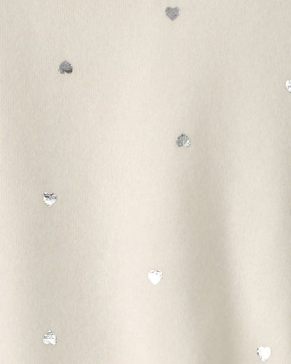 Girls Heart Fleece Pullover Sweatshirt - Cream