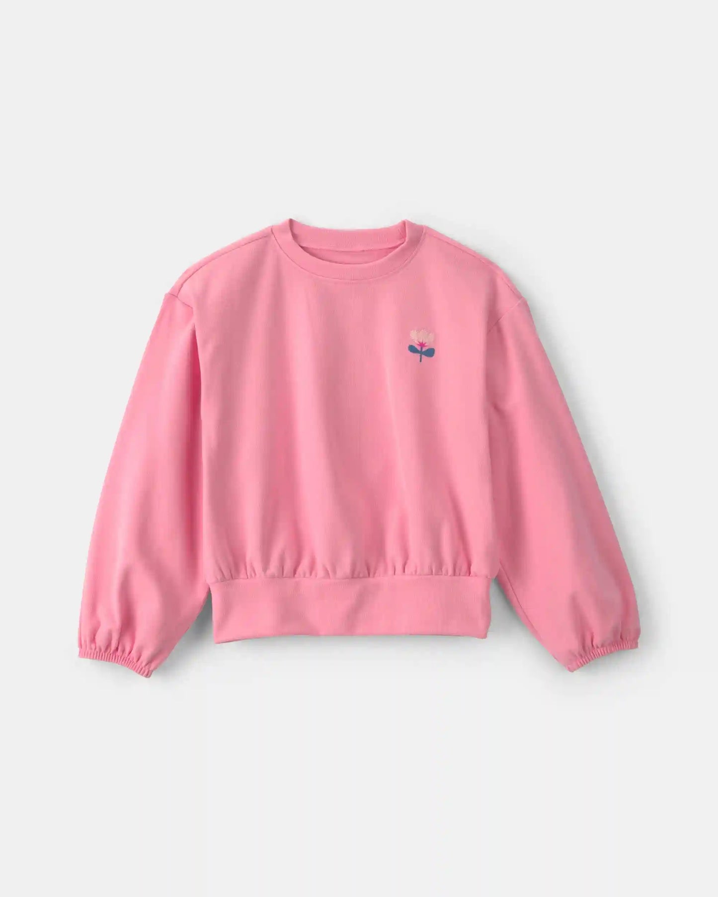 Girls Flower Long-Sleeve Top - Pink