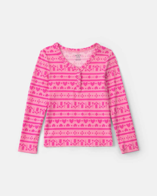 Girls Heart Heart Long-Sleeve Top - Pink