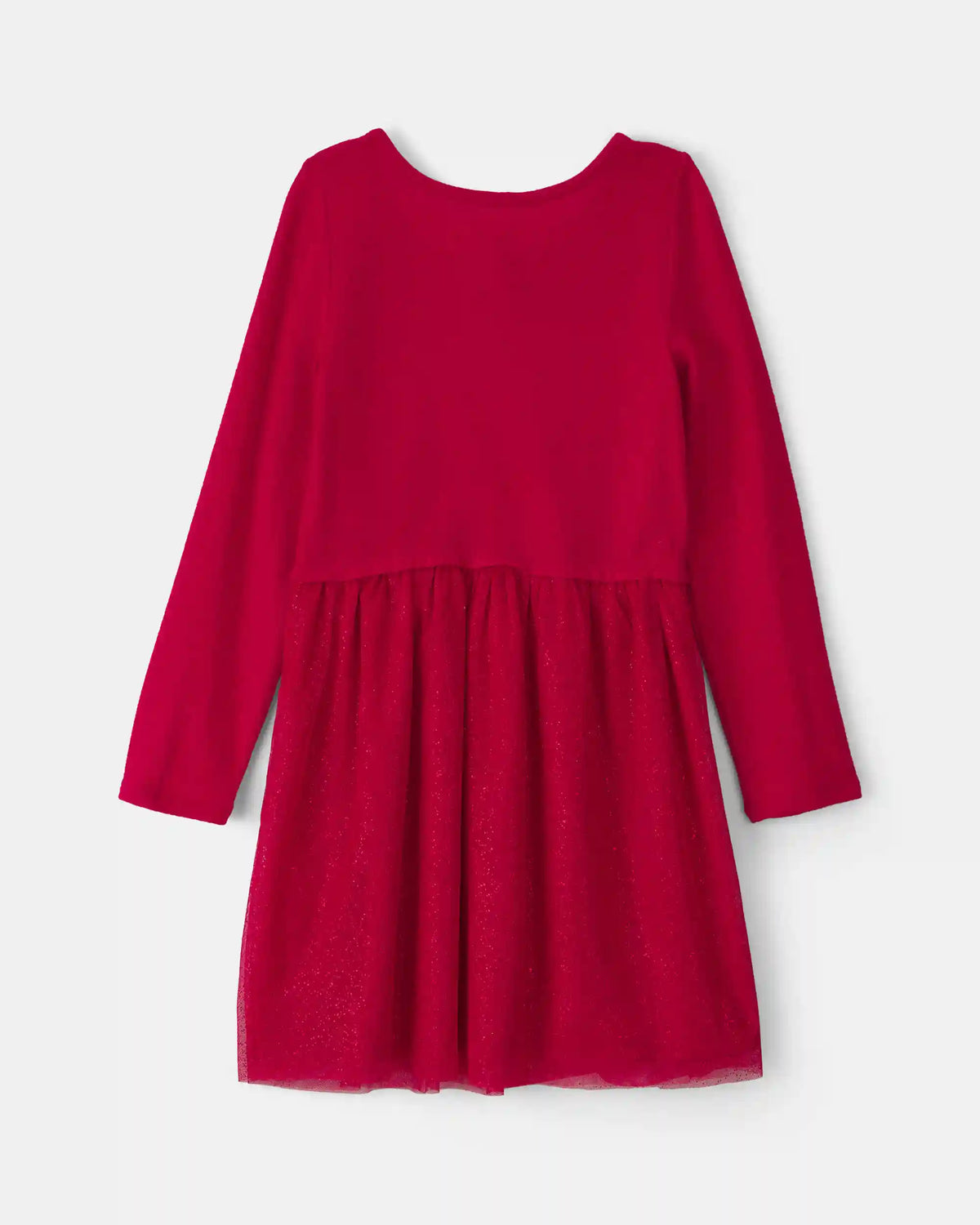 Girls Tulle Long-Sleeve Dress - Red