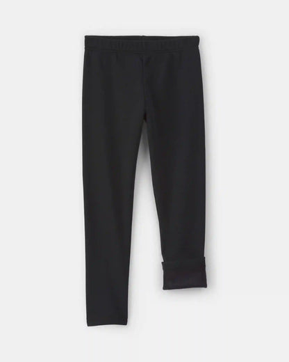 Girls Fleece Pull-On Stretch Leggings - Black