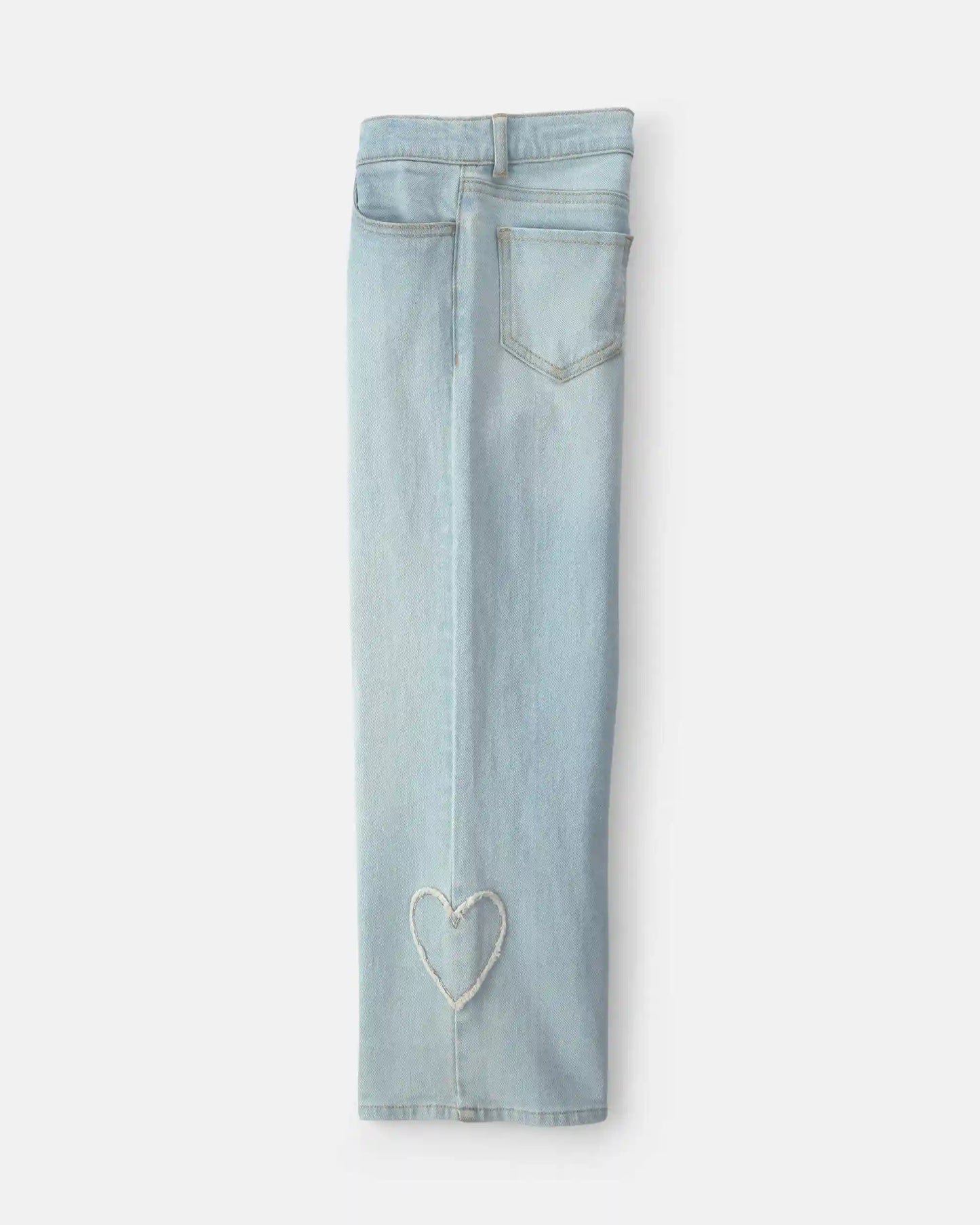 Girls Heart Denim Wide-Leg Jeans - Light Wash