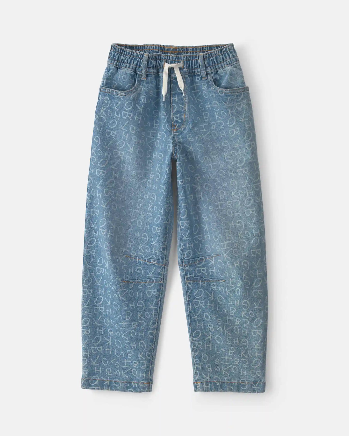 Girls Alphabet Denim Barrel Jeans - Light Wash