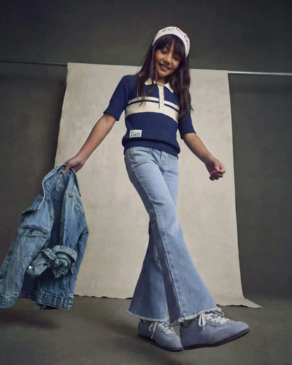 Girls Denim Flare Jeans - Light Wash
