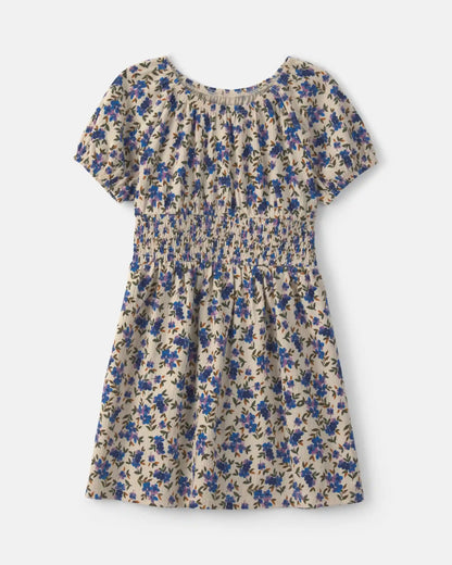 Girls Floral Short-Sleeve Dress