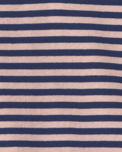 Girls Striped Long-Sleeve Rib Top - Pink/Navy Blue