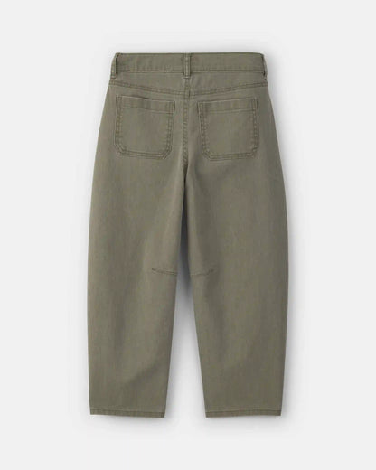 Girls Twill Barrel Jeans - Olive Green