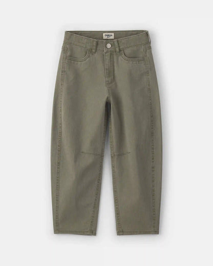 Girls Twill Barrel Jeans - Olive Green