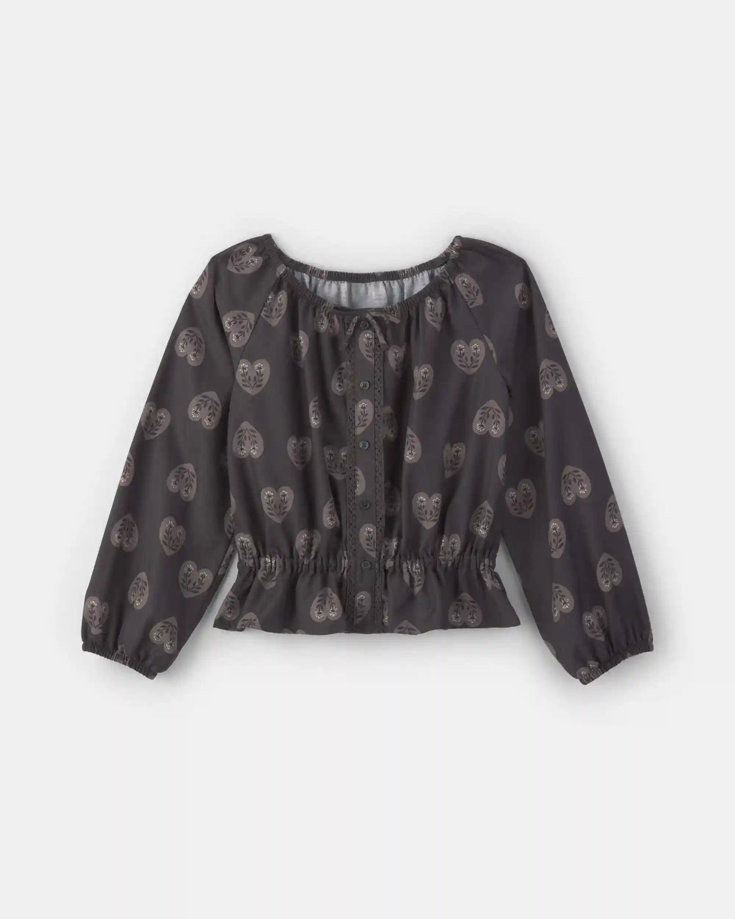 Girls Heart Long-Sleeve Top - Black