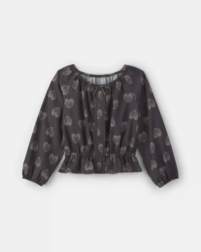 Girls Heart Long-Sleeve Top - Black