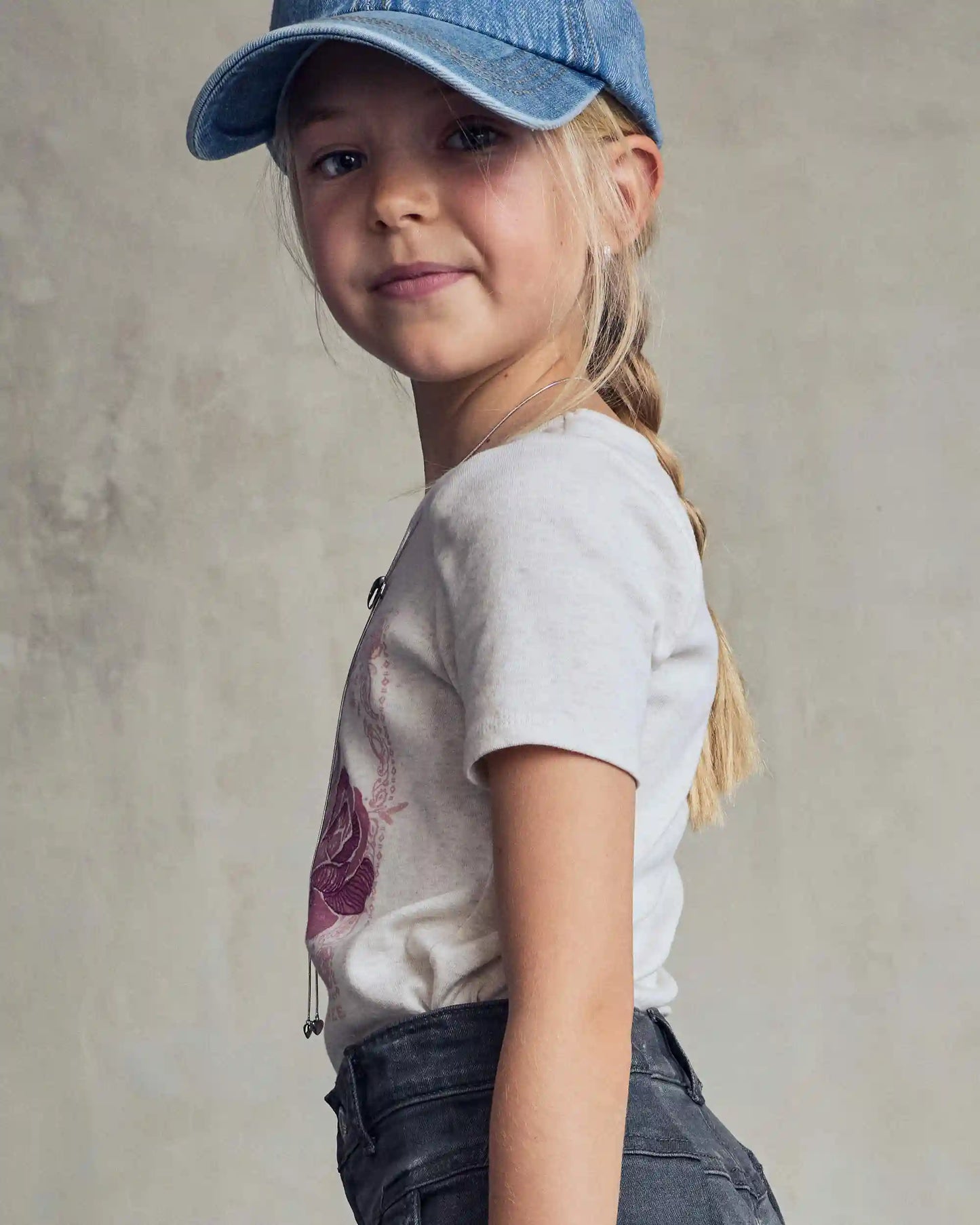 Girls 'Grow Wild Grow Free' Rose Floral Graphic Tee - Cream