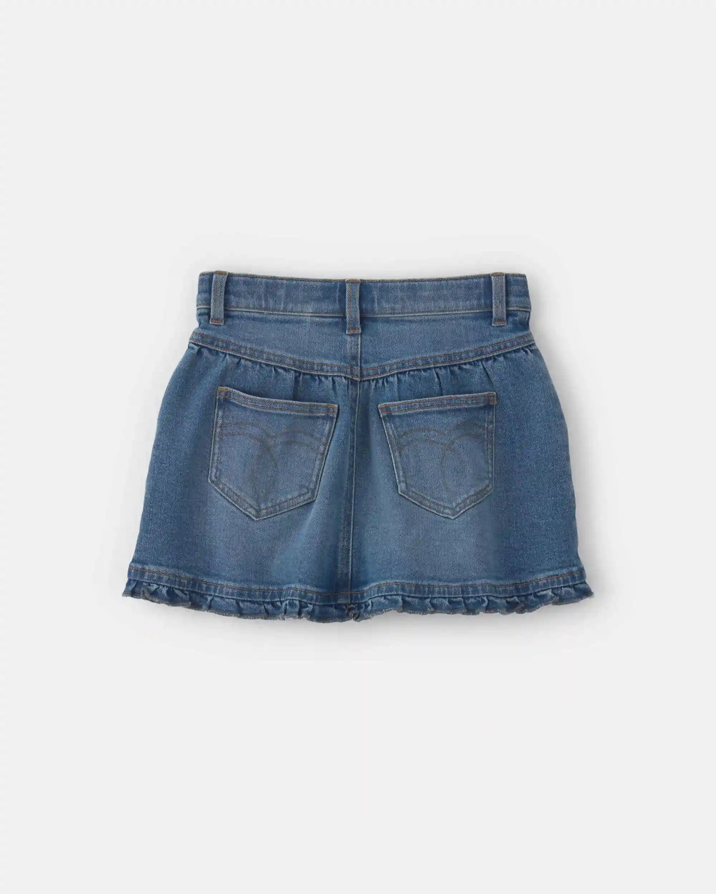 Girls Floral Denim Skirt - Light Wash