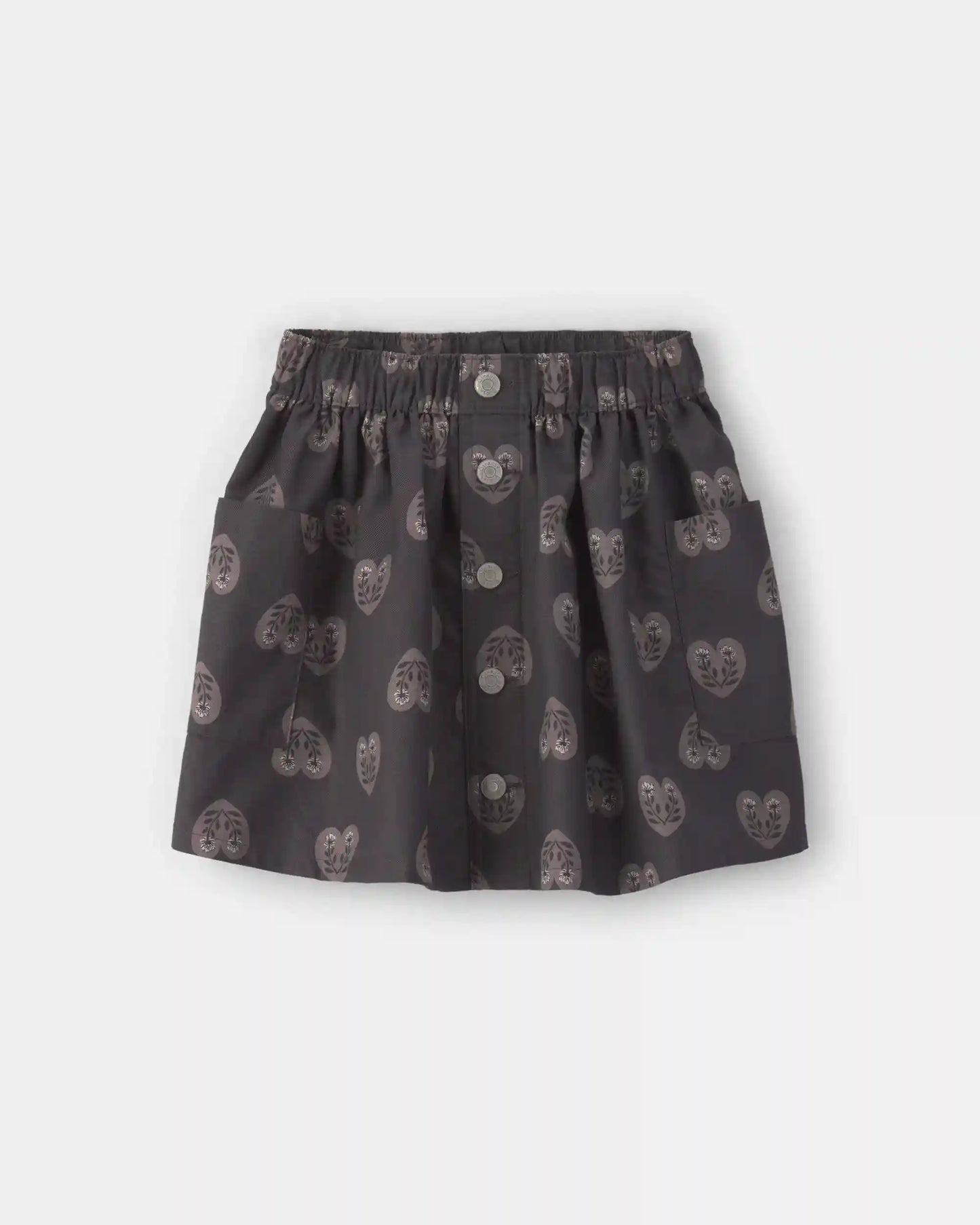 Girls Heart Twill Skirt - Black