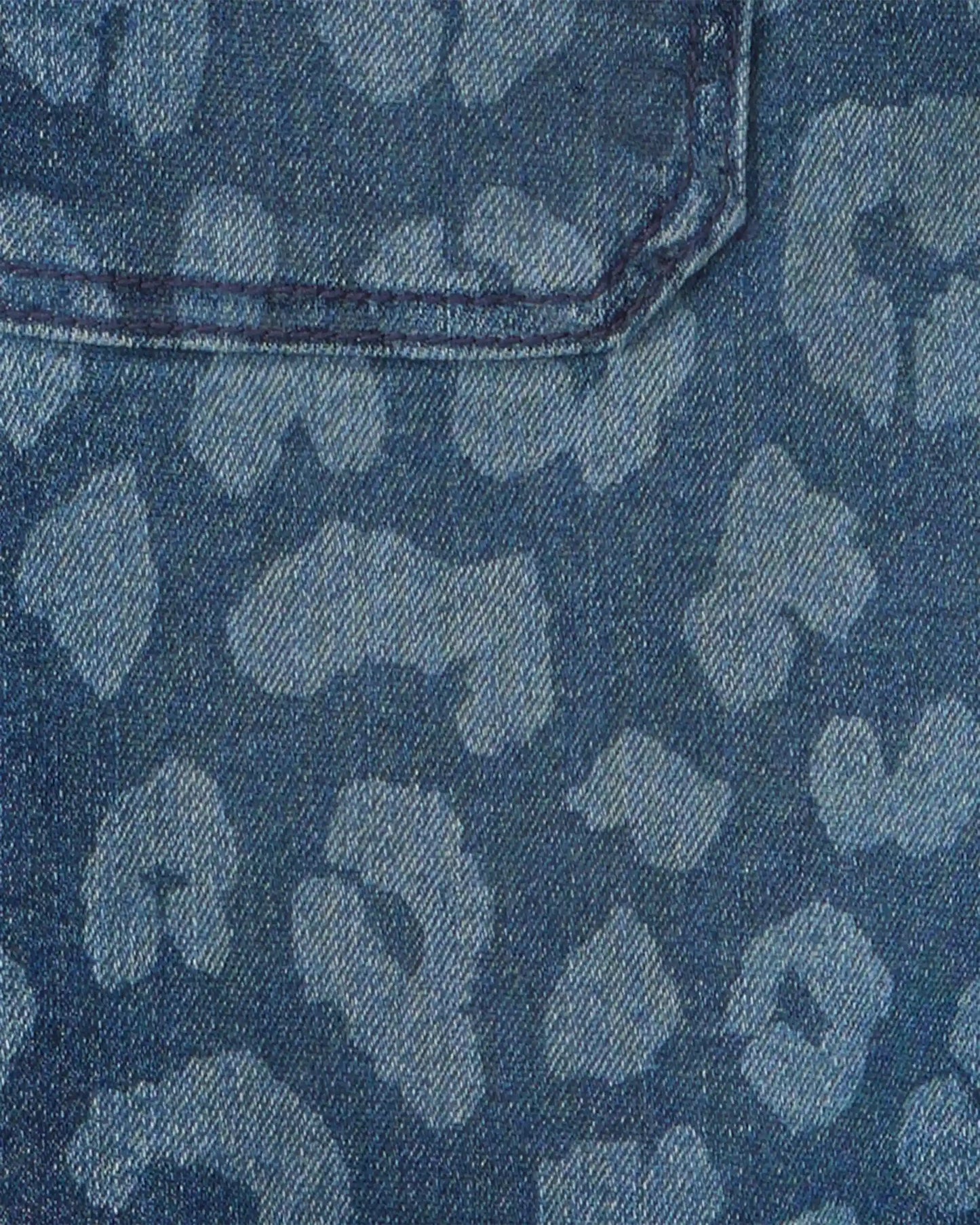 Girls Leopard Denim Skirtall - Dark Wash