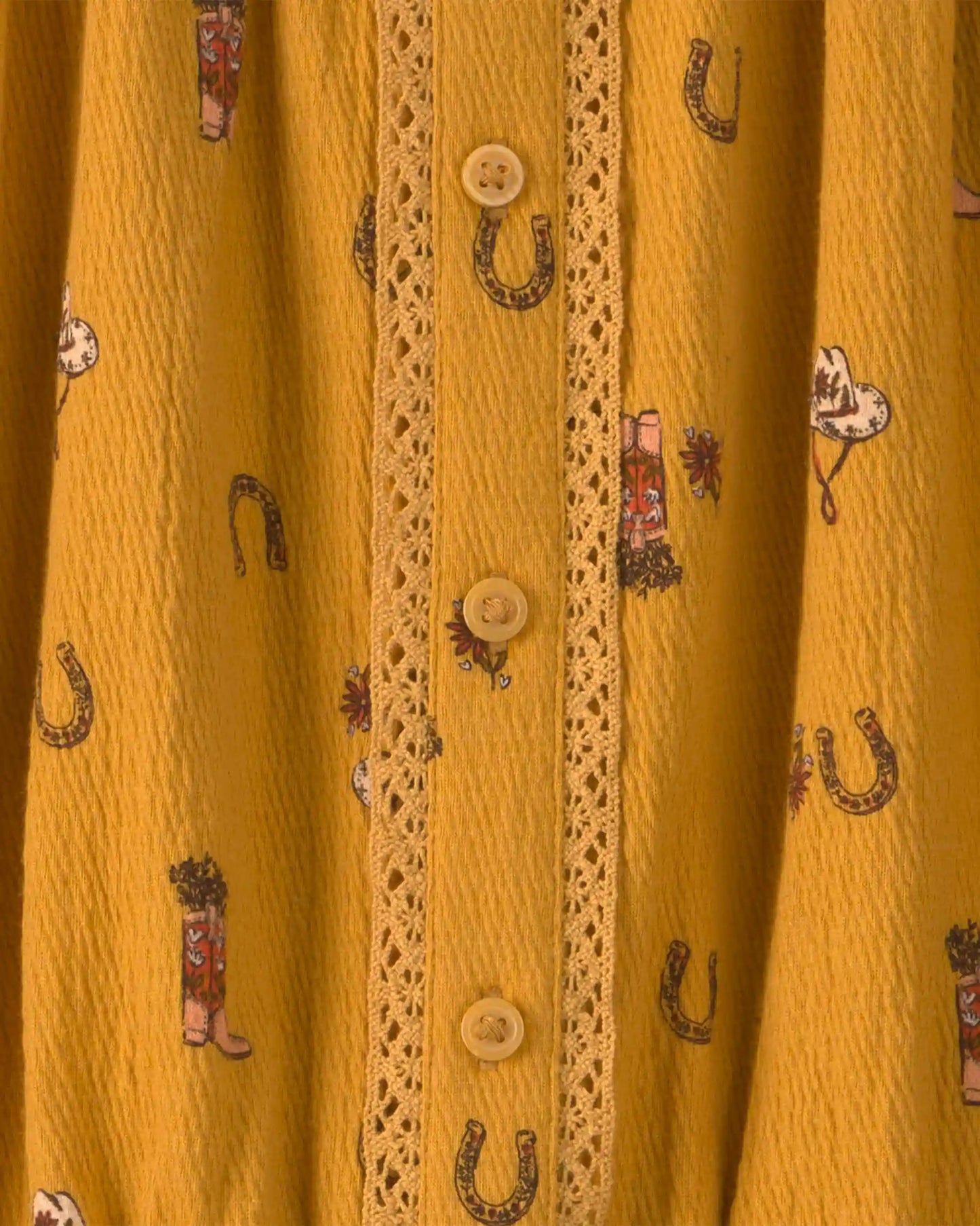 Girls Western Long-Sleeve Top - Yellow