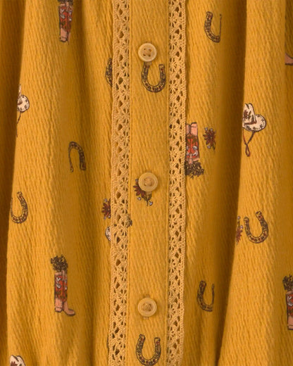 Girls Western Long-Sleeve Top - Yellow