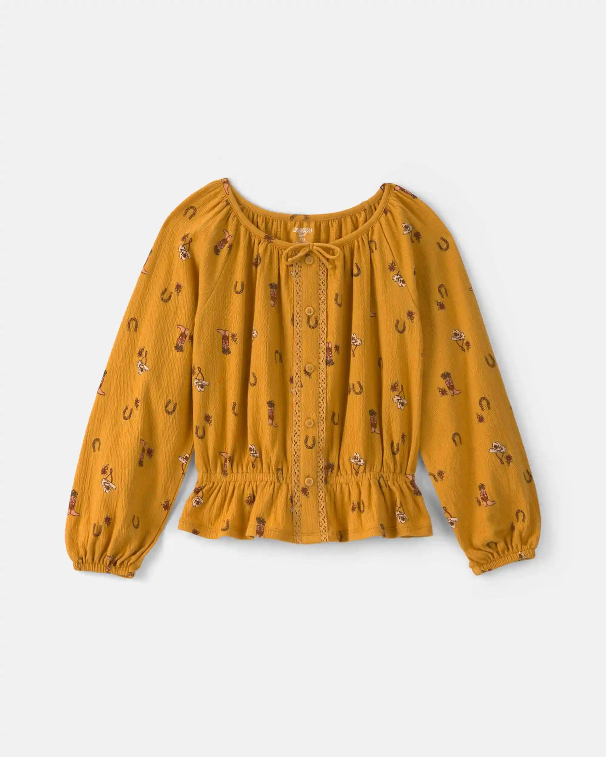 Girls Western Long-Sleeve Top - Yellow