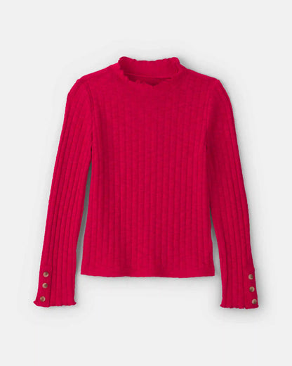 Girls Long-Sleeve Mock Neck Top - Red