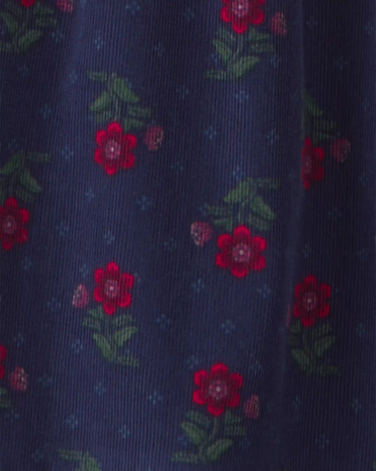 Girls Floral Corduroy Long-Sleeve Dress - Navy Blue