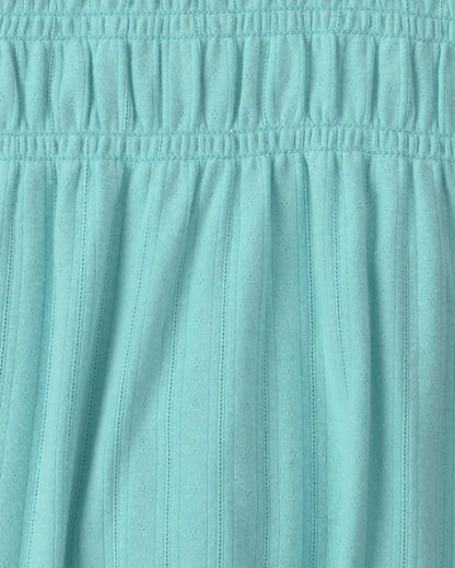 Girls Long-Sleeve Peplum Top - Turquoise