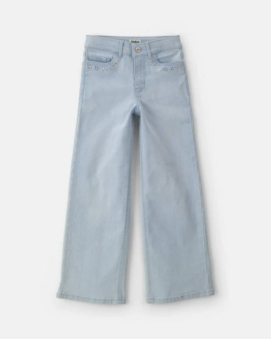 Girls Denim Wide-Leg Jeans - Light Wash