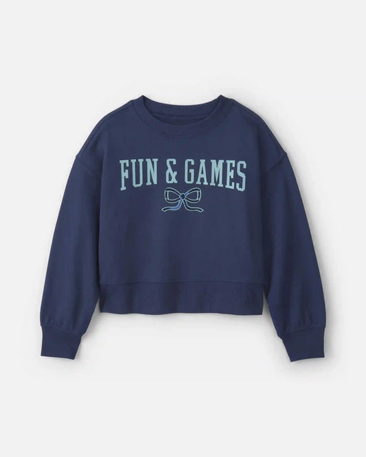 Girls 'Fun & Games 'Long-Sleeve Pullover Sweatshirt - Blue